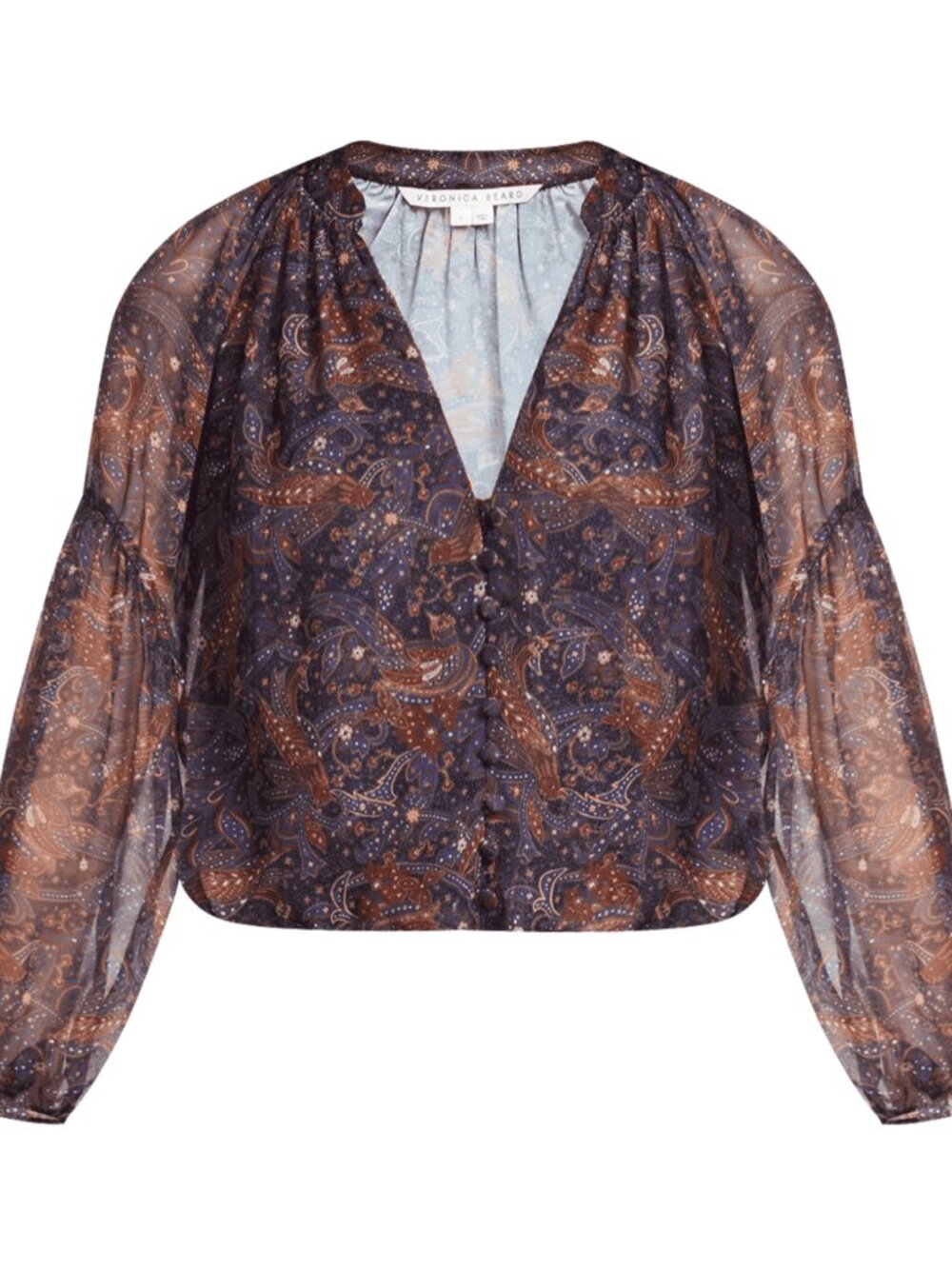 Veronica Beard Jayce Vintage Print Blouse - Black Multi 14